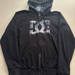 Blue plaid dc Y2K hoodie